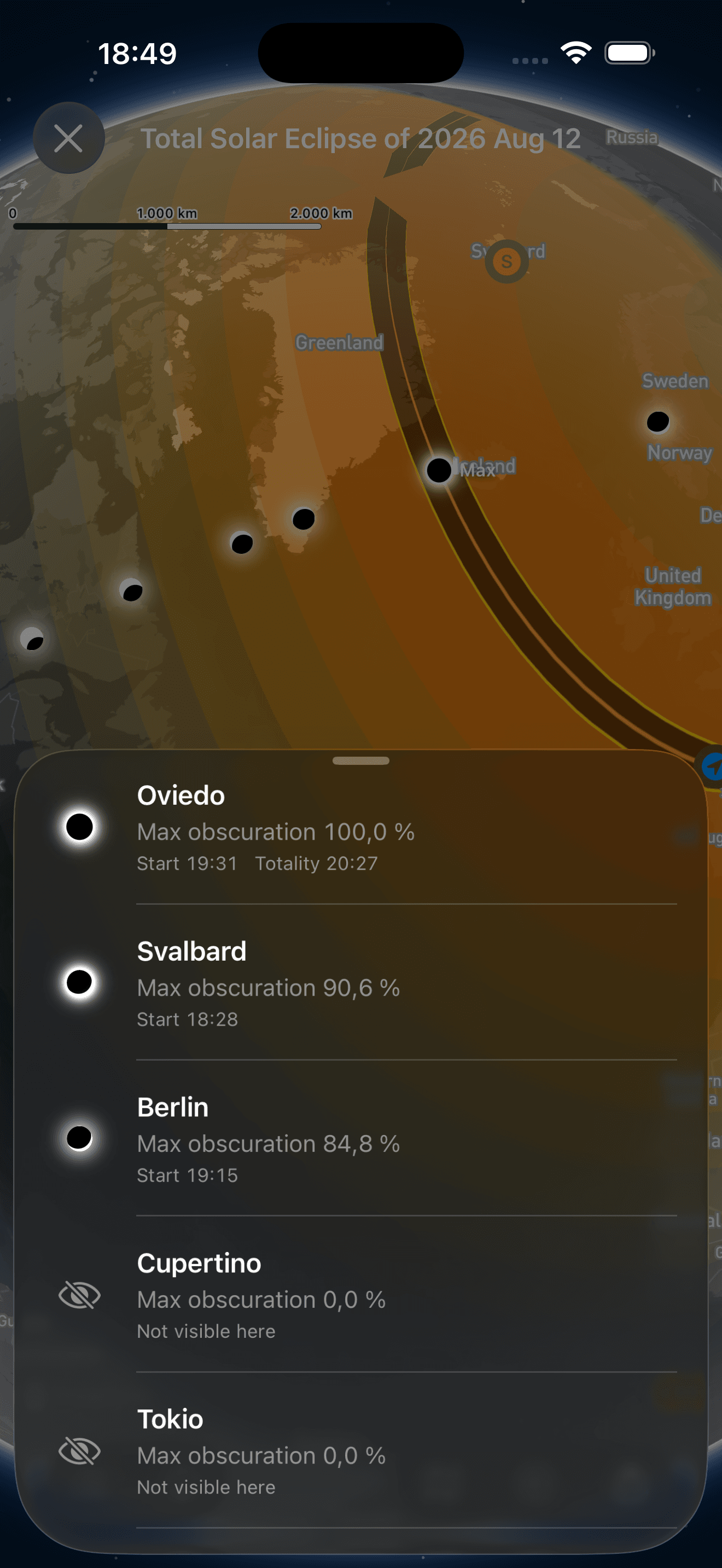 Favorite city eclipse condition comparison