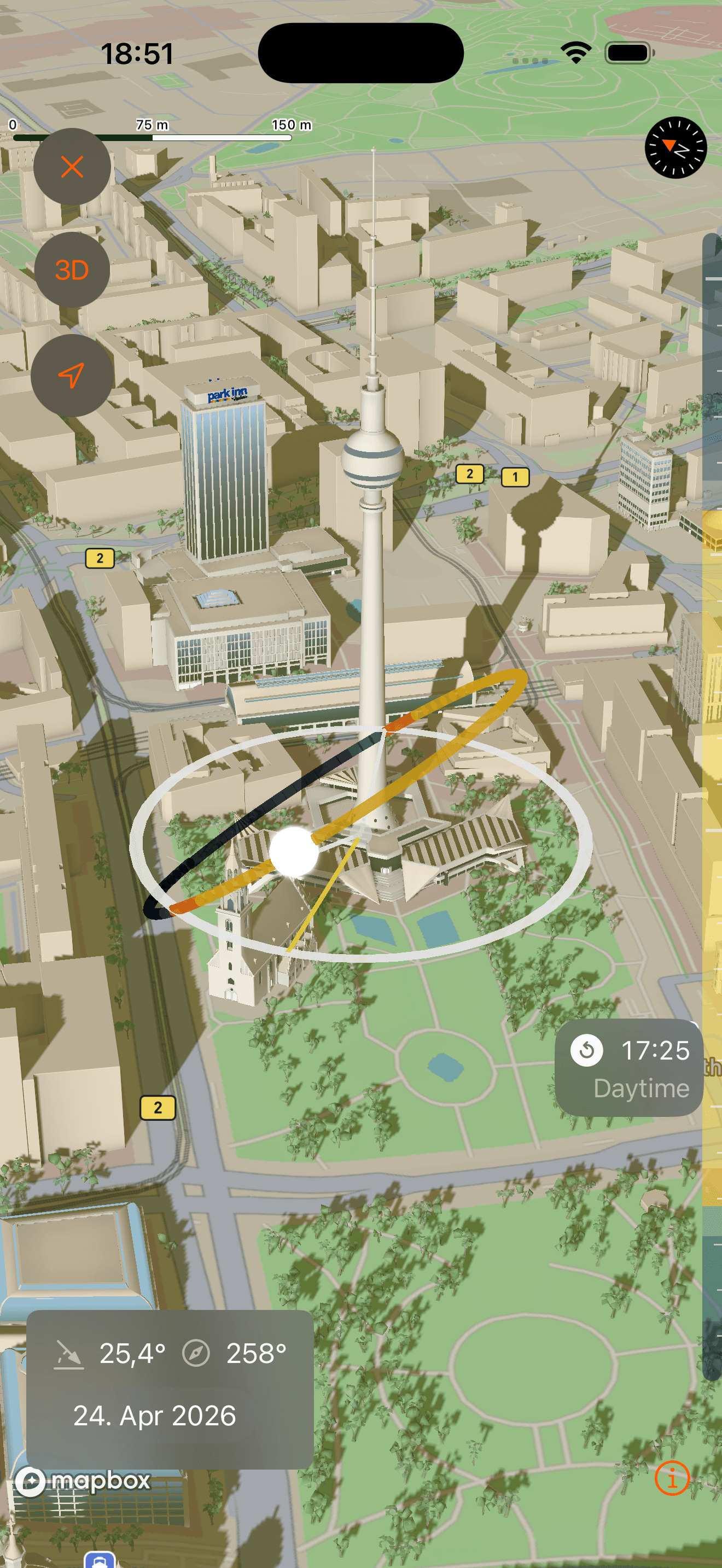 SolarWatch 3D solar shadow map