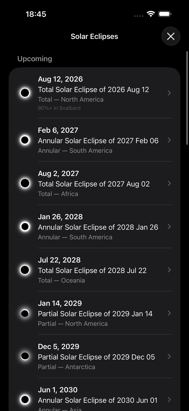 SolarWatch solar eclipse catalog