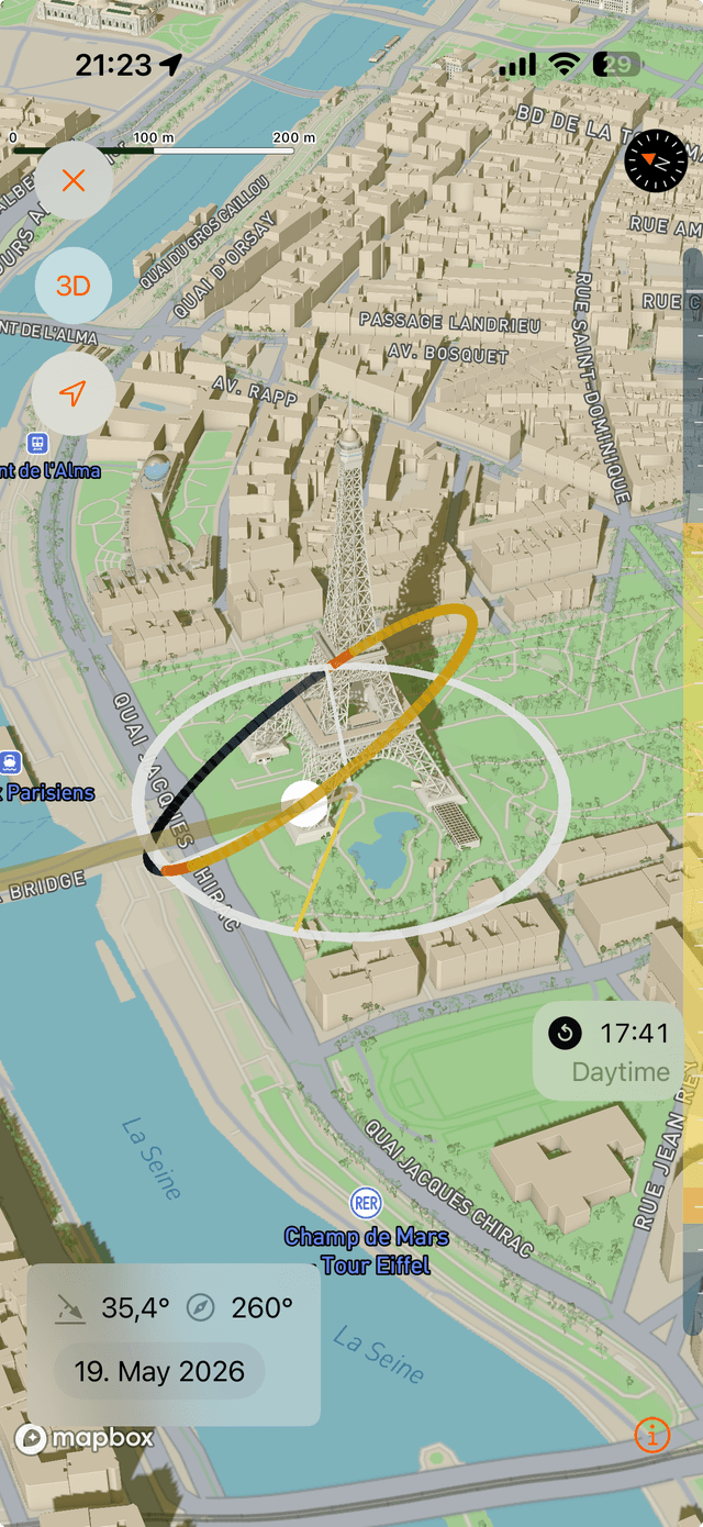 SolarWatch Eiffel Tower shadow map