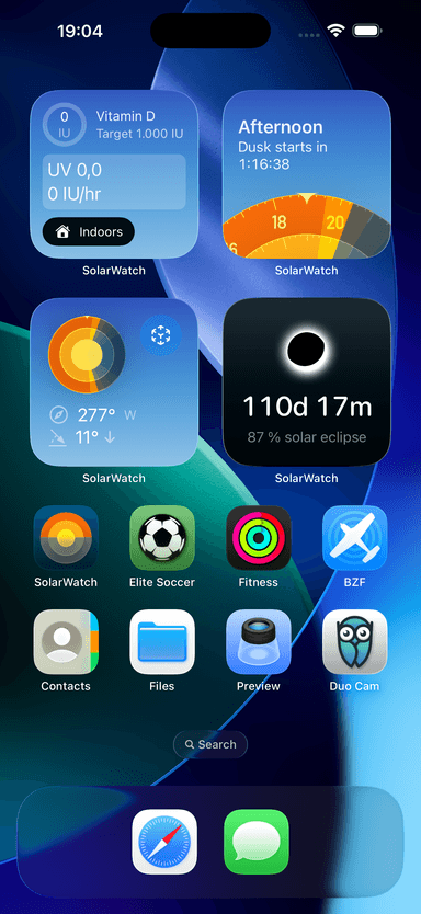 Ios Solar Widget SolarWatch — Sun Path, Golden Hour & Eclipse App for iPhone