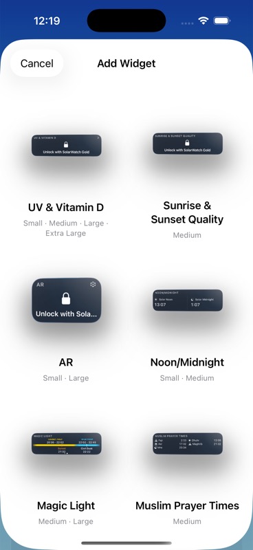 Dashboard bearbeiten — Im iPhone-Simulator mit englischer Oberfläche aufgenommen.