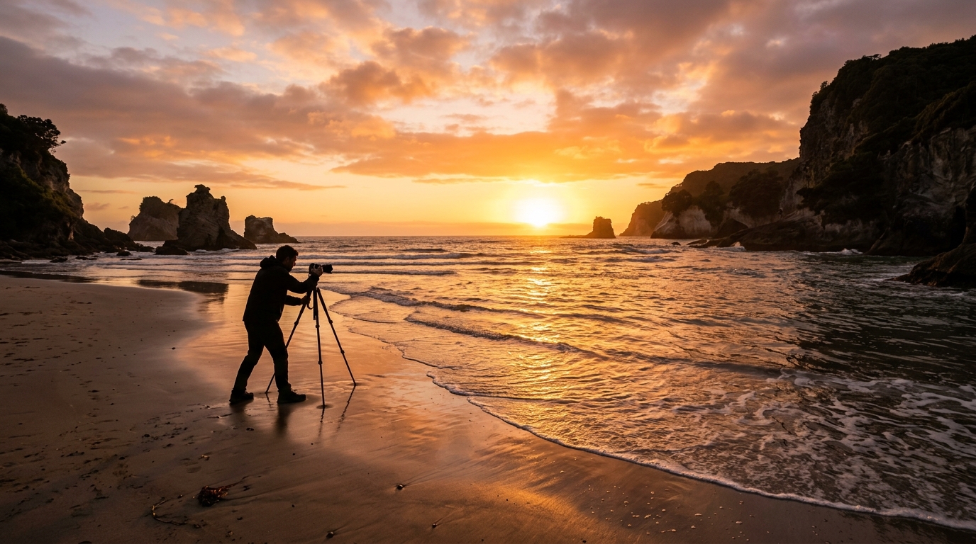 ビーチでのゴールデンアワー