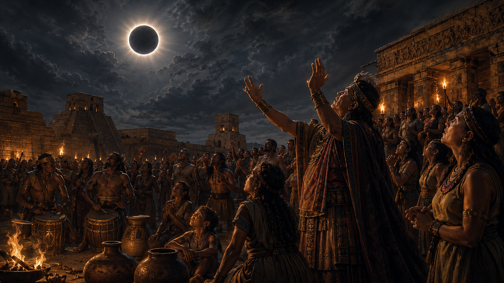 Ancient observers responding to a total solar eclipse